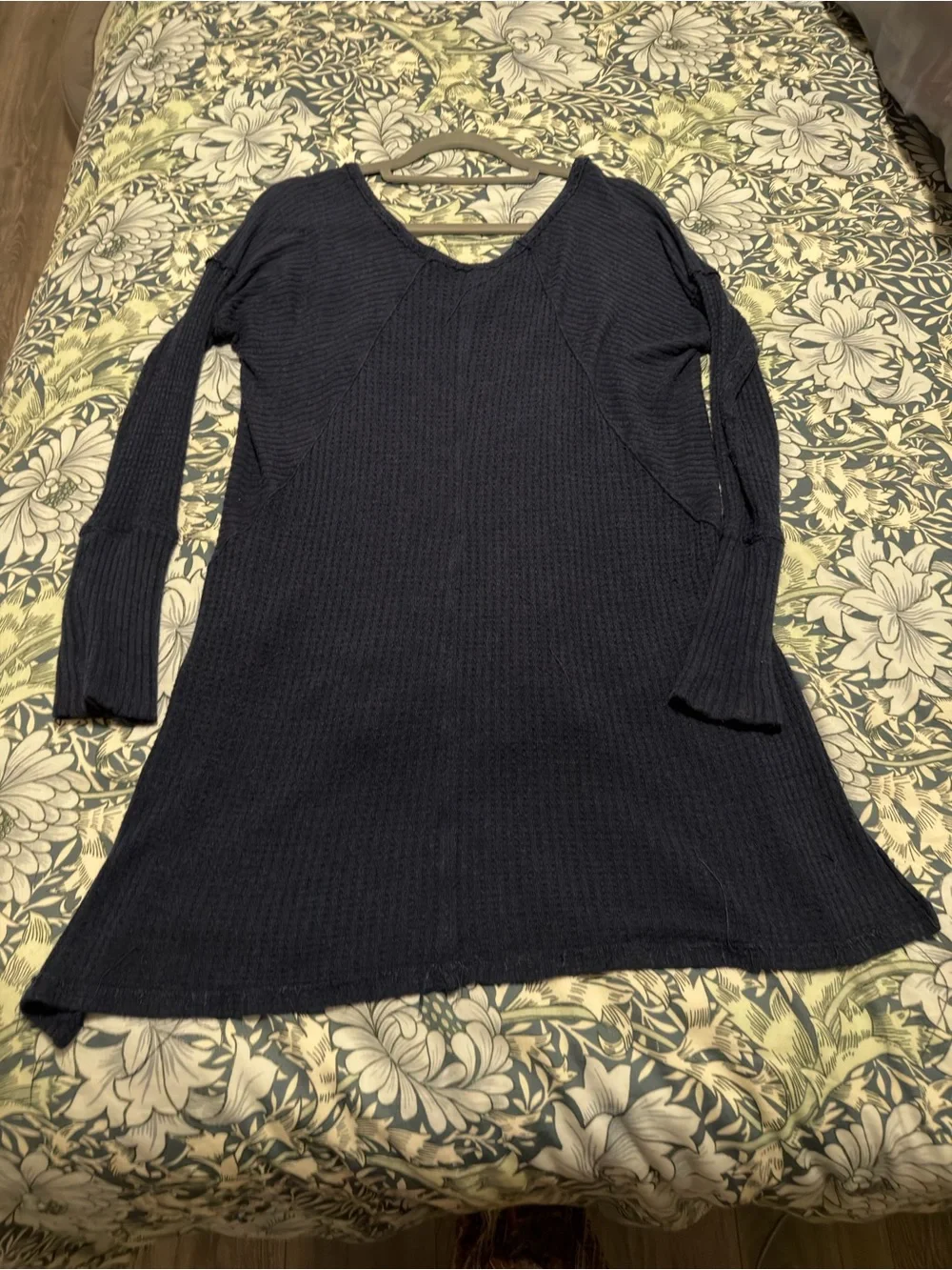 Free People Navy Waffle Knit Long-Sleeve Tunic
